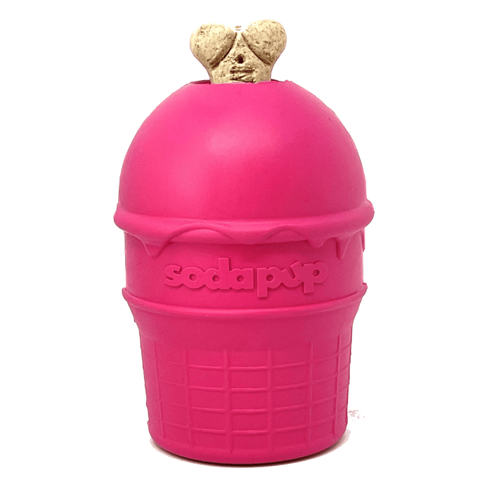 Sodapup jouets pour chien Cornet de crème glacée rose - jouet distributeur de gâteries