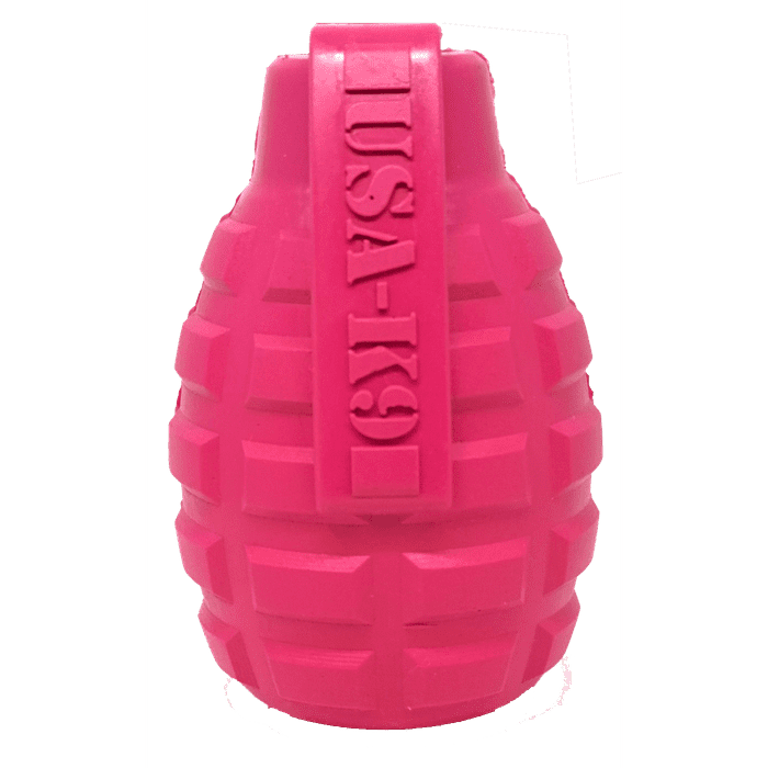 Sodapup jouets pour chien Grenade distributrice de gâteries en caoutchouc durable - Rose