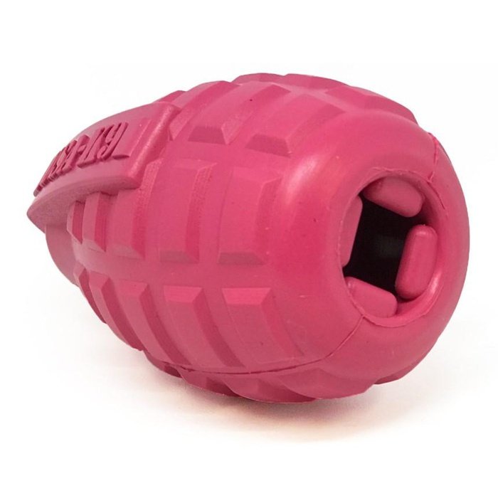 Sodapup jouets pour chien Grenade distributrice de gâteries en caoutchouc durable - Rose
