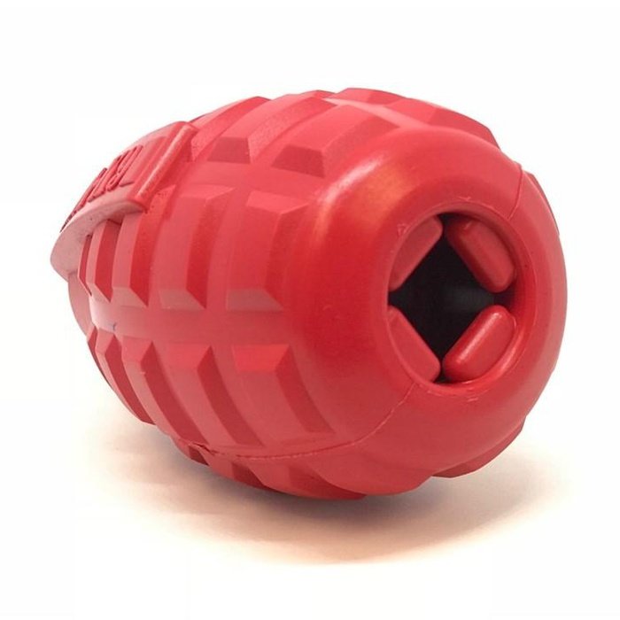 Sodapup jouets pour chien Large Grenade distributrice de gâteries en caoutchouc durable - Rouge