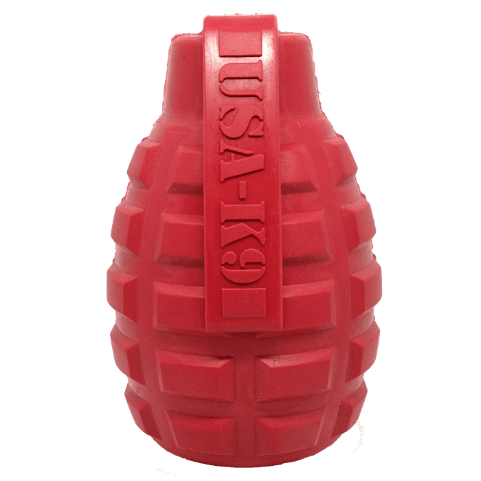 Sodapup jouets pour chien Large Grenade distributrice de gâteries en caoutchouc durable - Rouge