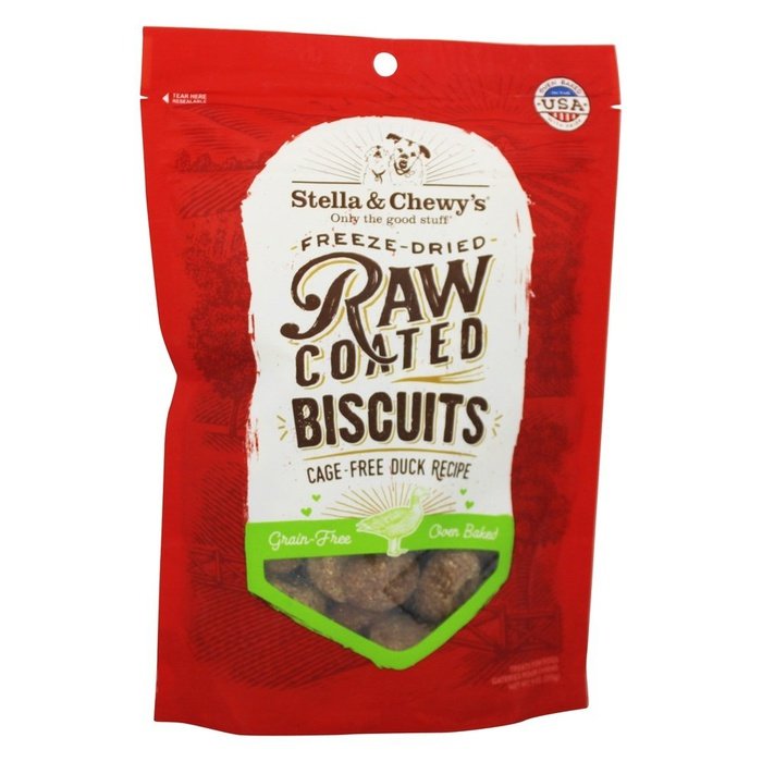 Stella &amp; Chewy&#39;s biscuit Canard Biscuits cuits au four, Freeze-Dried Raw Coated