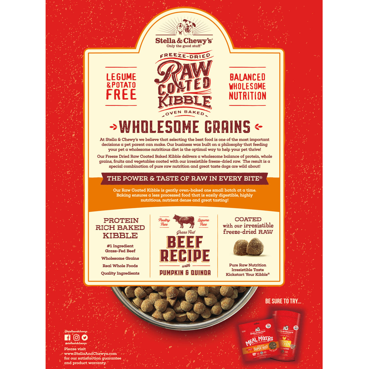 Stella &amp; Chewy&#39;s nourriture Nourriture pour chien Stella &amp; Chewy&#39;s raw coated Boeuf avec grains