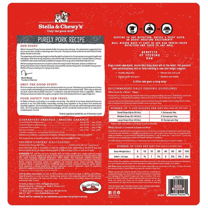 Stella & Chewy's nourriture Supplément de repas Meal Mixers Purely Pork