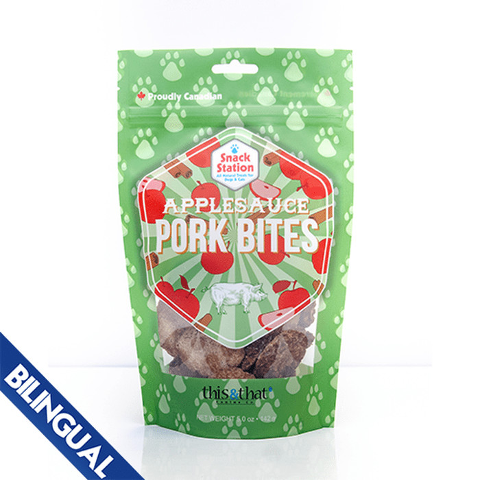 This &amp; That Canine Co Gâteries Gâteries pour chiens Applesauce Pork Bites 142g