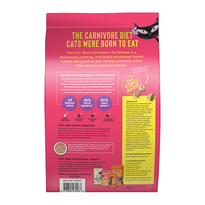 Tiki nourriture chat 2.8lbs Nourriture pour Chattons Tiki Cat Born Carnivore - Poulet