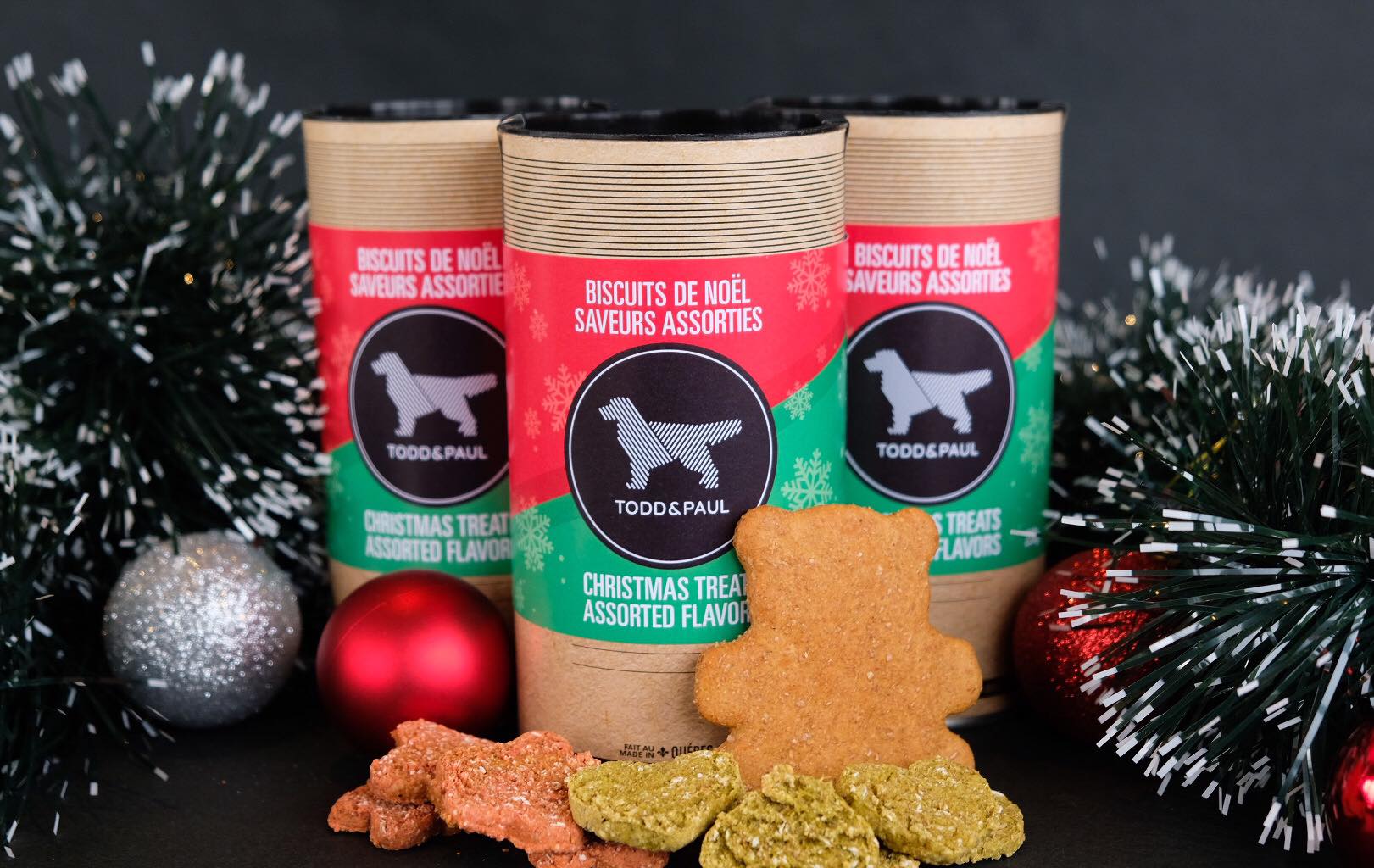 Todd & Paul Gâteries Biscuits pour chiens Assortis de Noël - Produits Québécois