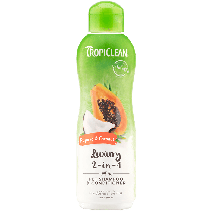 Tropiclean shampoing Shampoing 2 en 1 Papaye et noix de coco 20oz