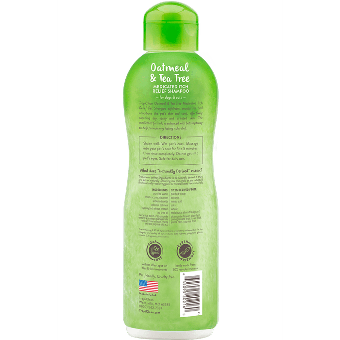 Tropiclean shampoing Shampoing Médicamenteux Avoine et arbre à thé 20oz