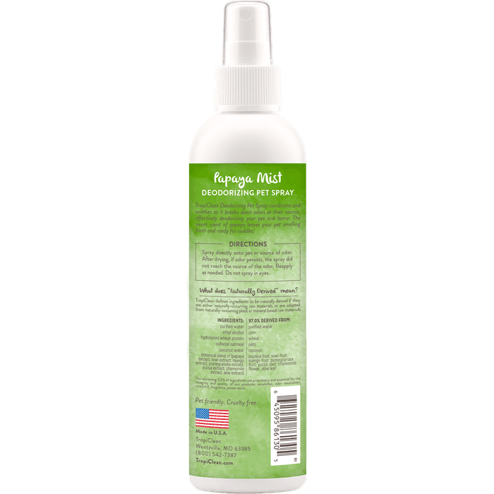 Tropiclean toilettage Vaporisateur désodorisant bruine de papaye 8oz