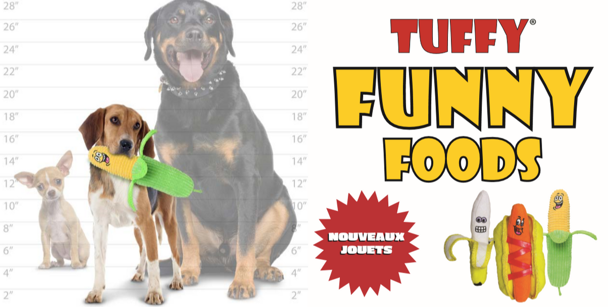 Tuffy jouets pour chien Jouet pour chien 2 en 1 Tuffy Funny Foods