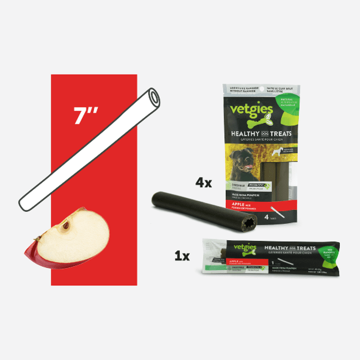 Vetgies Gâteries Tube saveur à mâcher Vetgies Pomme 7''