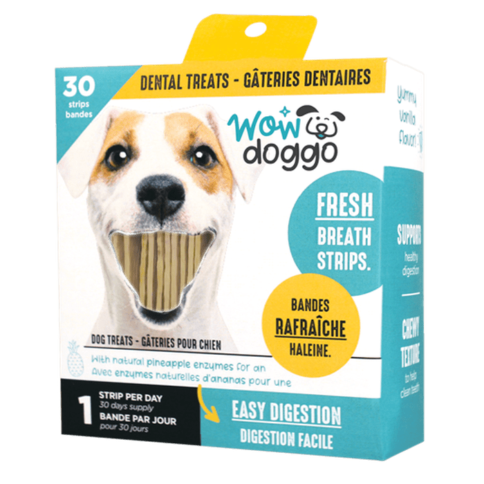 Wow Doggo Gâteries Gâteries dentaire chips à mâchouiller vanille menthe - Produit Québécois