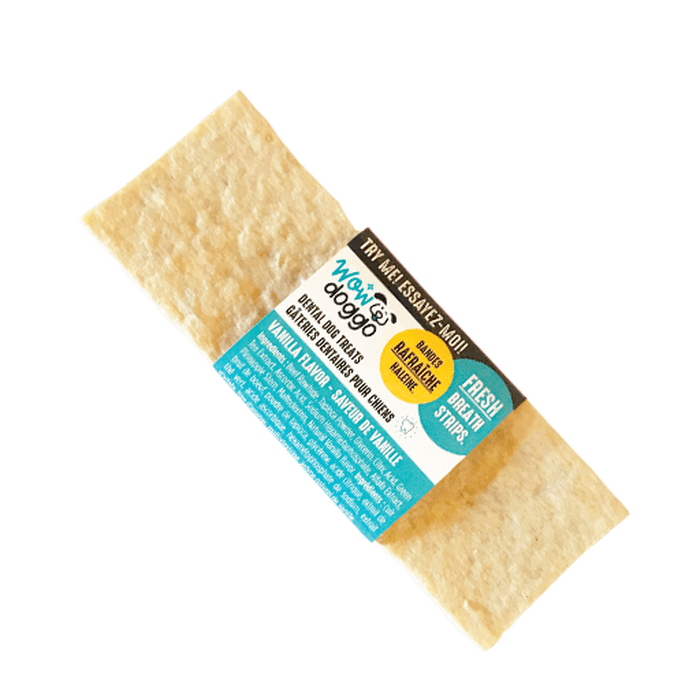 Wow Doggo Gâteries Gâteries dentaire chips à mâchouiller vanille menthe - Produit Québécois