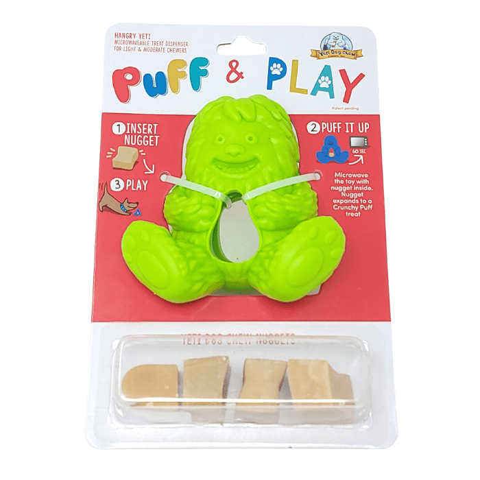 Yeti Dog Chew jouet interactif Vert Jouet interactif pour chien Yeti Puff And Play