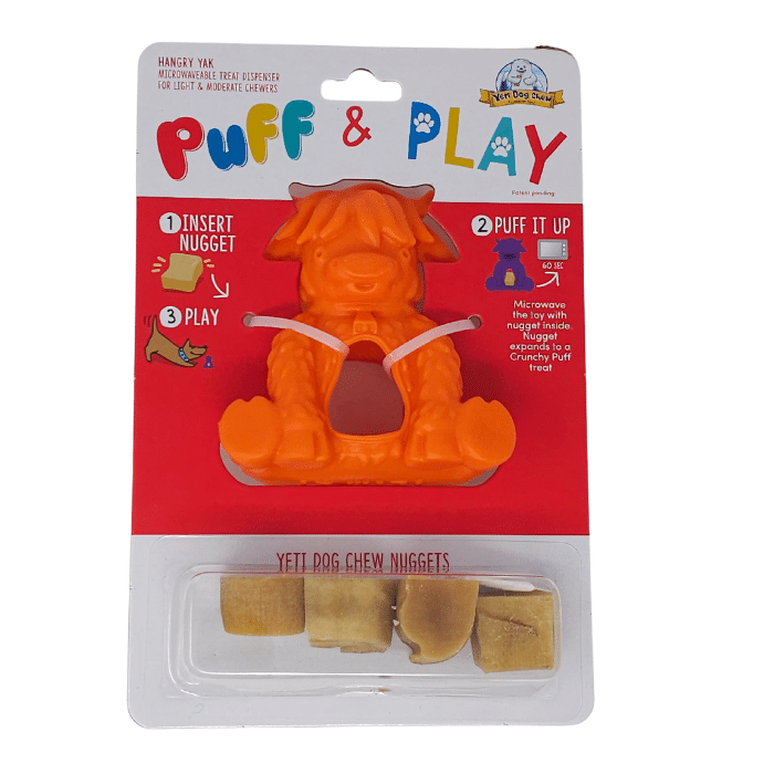 Yeti Dog Chew jouet interactif Orange Jouet interactif pour chien Yeti Puff And Play Hangry Yak
