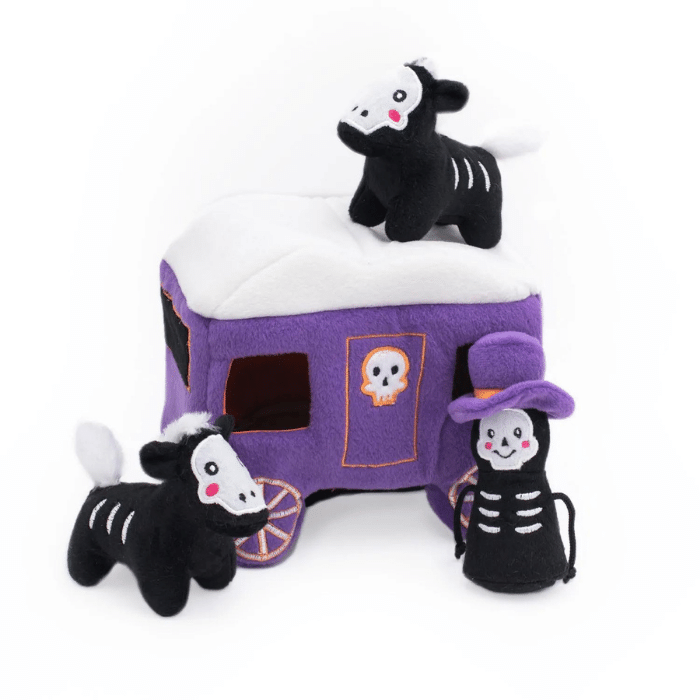 Zippy Paws jouets pour chien Jouet interactif Halloween Burrow - Chariot hanté