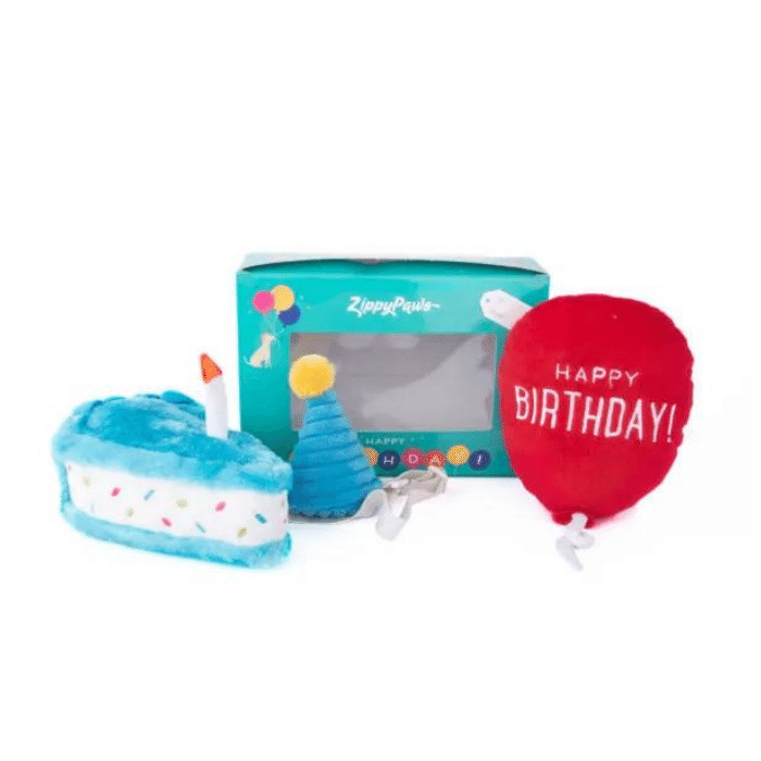 Zippy Paws jouets pour chien Jouet pour chien - Boîte anniversaire bleue